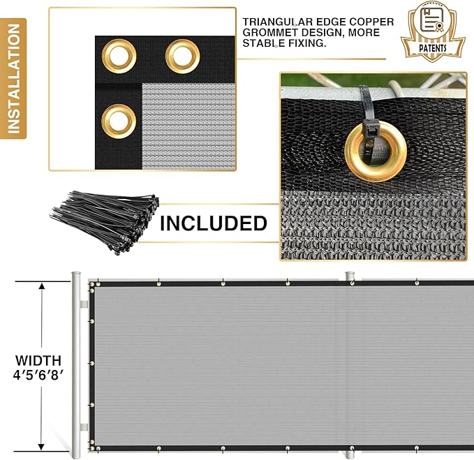 Privacy Fence Screen 6' x 278' Fencing Cover Heavy Duty Mesh Windscreen Cloth for Outdoor Garden Patio Backyard Chain Link Fence Gray