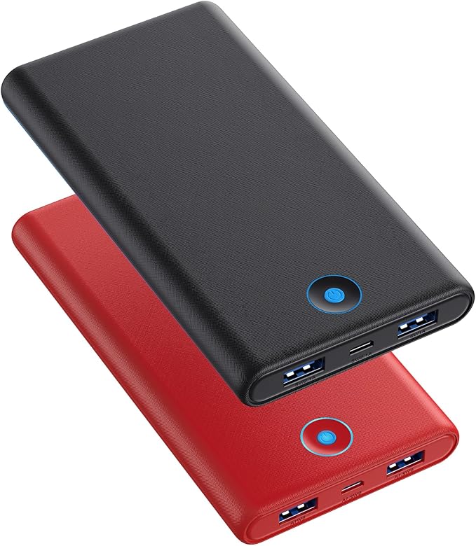 [2-Pack] Portable Charger Power Bank 20000mAh,Ultra Slim Fast Charging Battery Pack with Dual USB Outputs,Travel Essential Portable Phone Charger for iPhone 17/16/15/14/13/12/X,Galaxy S24-Black+Red