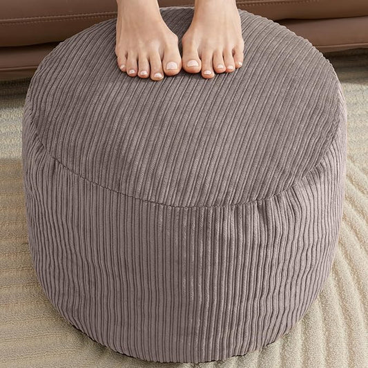 WSOFRLAC Pouf Ottoman Foot Stools with Foam Small Ottoman for Living Room Corduroy Ottomans Pouf 26x18in Foot Rest for Chair Brown Hassocks and Ottomans