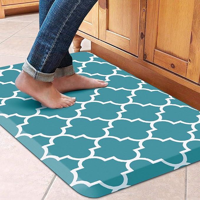 WISELIFE Kitchen Mat Cushioned Anti-Fatigue Kitchen Rug,17.3"x 28",Non Slip Waterproof Kitchen Mats and Rugs Heavy Duty PVC Ergonomic Comfort Mat for Kitchen, Floor Home, Office, Sink, Laundry, Green
