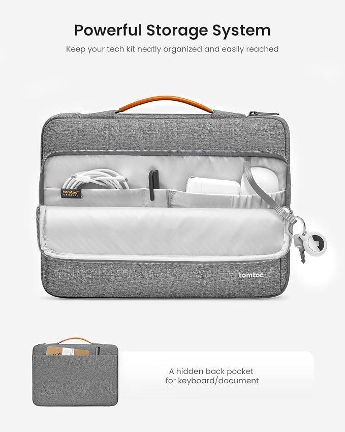 tomtoc 360 Protective Laptop Carrying Case for 13-inch New MacBook Air M5/A3449(2026), M4/A3240, M3/A3113, M2/A2681 M1/A2337, 13“ MacBook Neo/Pro, iPad Pro M5 & iPad Air M4, Water-Resistant Laptop Bag