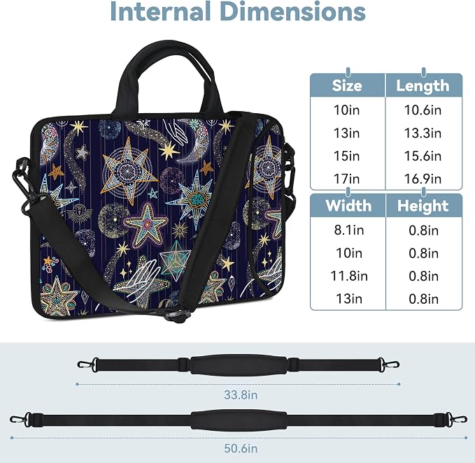 RICHEN 17 inch Laptop Shoulder Bag Carrying Case with Handle Fits 15.6/16/17/17.3/17.4 inch Laptop Notebook (Stars, 16-17.3 inch)