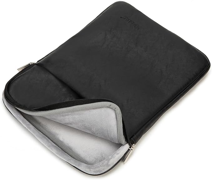 Kinmac 360° Protective Vertical Laptop Sleeve Case Cover Bag (Black PU, 12.5 inch-13.3 inch)