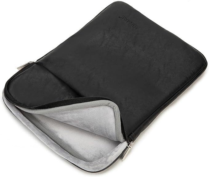 Kinmac 360° Protective Vertical Laptop Sleeve Case Cover Bag (Black PU, 15.6 inch-16 inch)