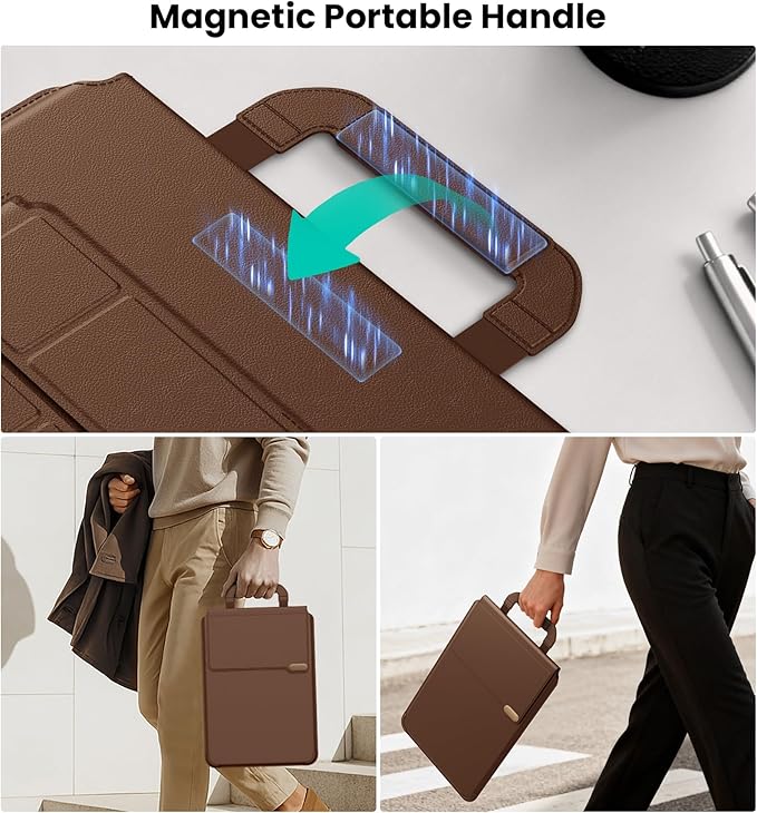 Nillkin 14 inch Laptop Sleeve with Handle (4-in-1), 2 Stand Modes, MacBook Sleeve with Adjustable Stand & Mouse Pad, Slim Laptop Case 14 inch for Samsung/Surface/HP/Chromebook/Dell 12-14'', Brown