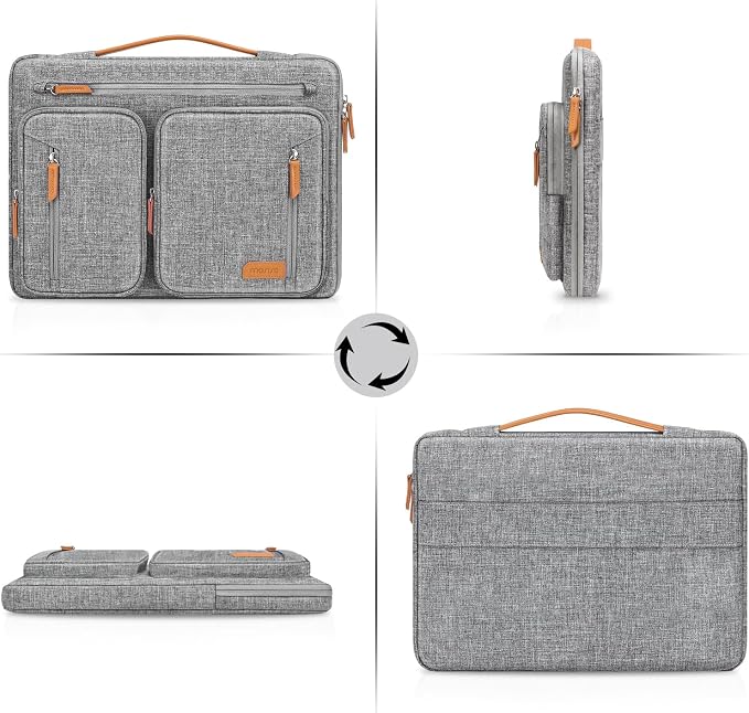MOSISO 360 Protective Laptop Case 15 inch, Laptop Sleeve Compatible with MacBook Air 15 M5 A3448 M4 A3241 M3 A3114 M2 A2941,Dell XPS,Side Open Carrying Computer Bag with 5 Accessory Pockets&Belt, Gray