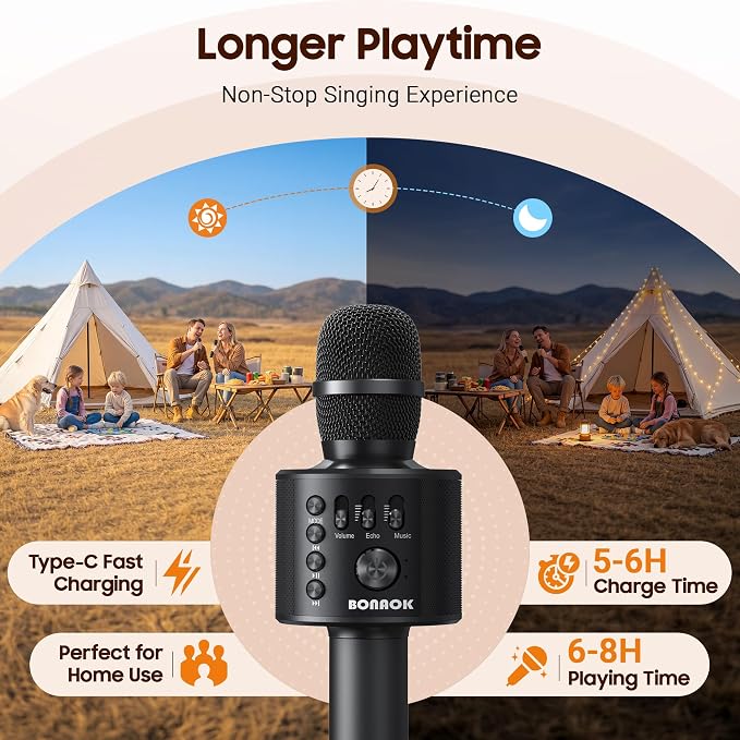 BONAOK Wireless Bluetooth Karaoke Microphone,3-in-1 Portable Handheld Karaoke Mic Speaker Machine Home Party Birthday for All Smartphones Q37 (Black)