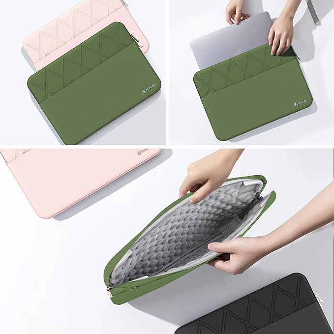 Smatree Laptop Sleeve for 15 inch Microsoft Surface Laptop 6/5/4, Protective Notebook Case with Accessory Pocket, YKK Zipper, Patented Shockproof Design, Green (E630G)
