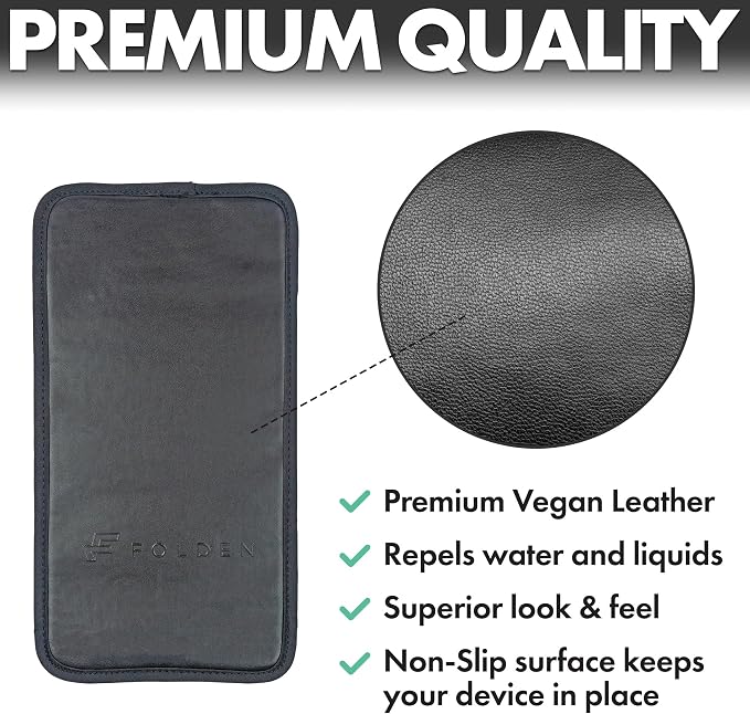 Airplane Phone Holder, Flexible Cell Phone Holder, Folding Cellphone Stand for Desk, Bed, Office, Treadmill - Airplane Gadgets for Long Travel Accessories - Plane Essentials (Vegan Leather)
