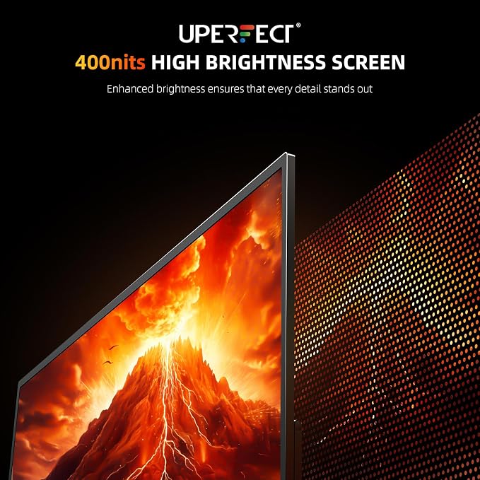 UPERFECT Portable Monitor 4K 23.8" QLED| 400 Nits 24" Large Monitor | 3840 * 2160 UHD 100% DCI-P3 | 1MS FreeSync | USB-C & HDMI | VESA & Stand | Second Screen for Computer, Mini PC, Game Consoles