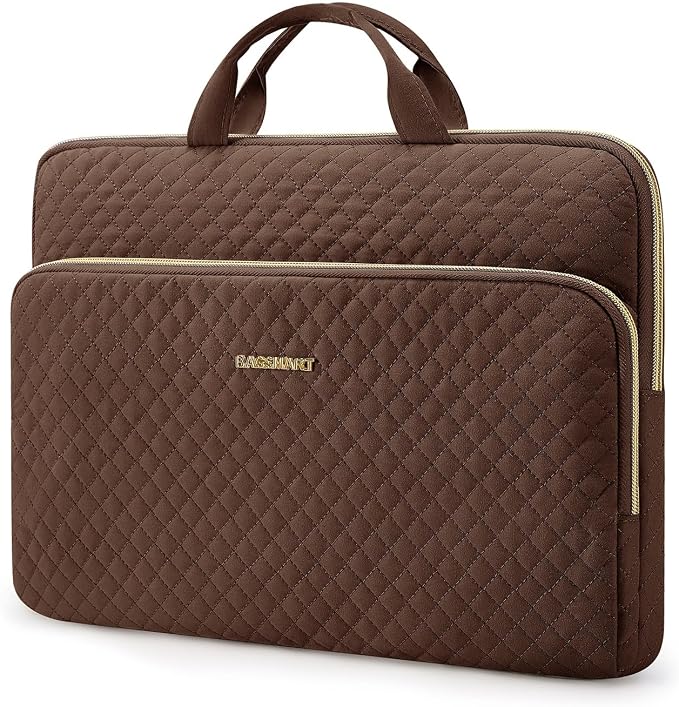 BAGSMART Laptop Case Compatible with 13-13.3 inch Notebook,Compatible with MacBook Pro 14 Inch,MacBook Air,Protective Carrying Bag with Pocket,Handles, Coffee Brown