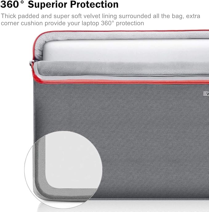 Voova Laptop Sleeve Case 11 11.6 12 Inch, 360° Protective Computer Cover Bag Compatible with Surface Pro X/8/7/6/5, Surface Laptop Go 3/2, MacBook Air 11, Hp Acer Asus Samsung Chromebook Tablet, Grey