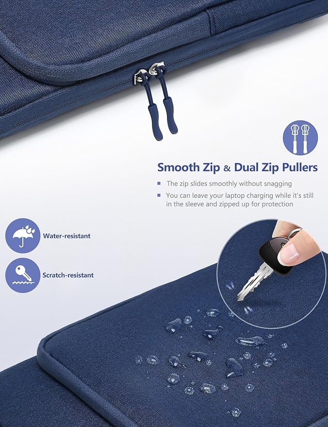 HYZUO 13.3-14 Inch Laptop Bag Sleeve for MacBook Pro 14 M5 M4 M3 M2 M1 Pro/Max A3426 A3427 2026-2021, MacBook Air/Pro 13.3, 13.8"-13.5" Surface Laptop/Book, Notebook Case for 13" Dell HP, Navy Blue