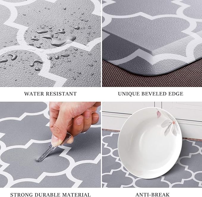 WISELIFE Anti Fatigue Floor Mat - 4/5 Inch Thick Kitchen Mat Non Slip Waterproof Heavy Duty Ergonomic Comfort Mat Durable for Home, Office, Sink, Laundry,(22" x 72", Grey)