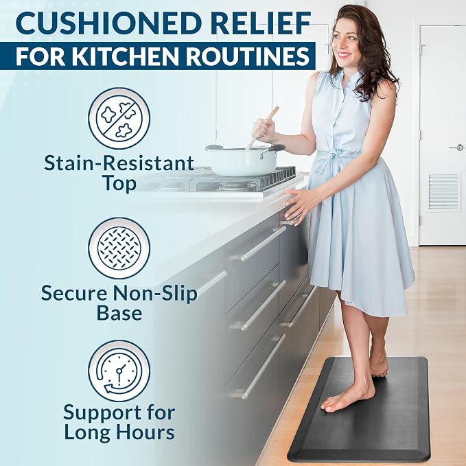 ComfiLife Anti Fatigue Floor Mat – 3/4 Inch Thick Kitchen Mats for Floor, Standing Desk Mat, Kitchen Rug – Comfort at Home, Office – Durable – Stain Resistant – Non-Slip Bottom (20" x 39", Charcoal)