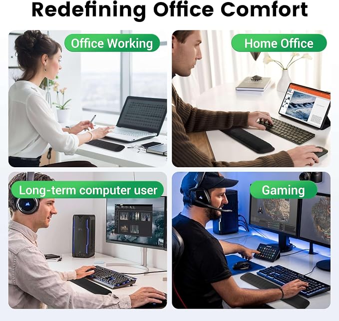 MEKASS Ergonomic Mouse Pad and Keyboard Wrist Rest Set, Super Soft Memory Foam Desk Wrist Support for Computer Keyboard, Non-Slip Arm Palm Rests Cushion for Typing Gaming Office (Light Pink Marble)