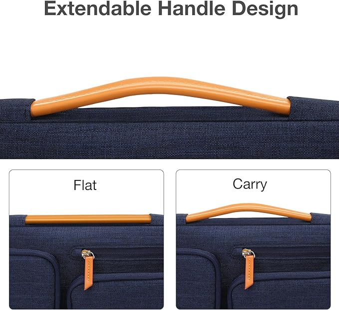 MOSISO 360 Protective Laptop Case 16 inch, 15-15.6 inch Laptop Sleeve Compatible with MacBook Pro 16, HP Acer Dell Lenovo ASUS, Side Open Carrying Case with 4 Zipper Pockets&Handle, Navy Blue