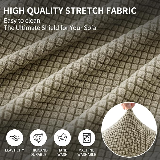 Ottoman Covers Ottoman Slipcovers Folding Storage Stool Washable Furniture Protector,Elastic Foot Stool Foot Rest Protector for Living Room Bedroom,Small,Khaki