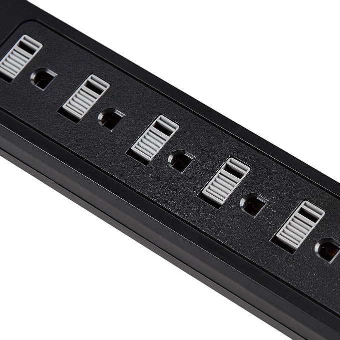 Amazon Basics Surge Protector Power Strip with 6 Outlets, 2 USB Ports, 1000 Joule, 6-Foot Cord Length, Black