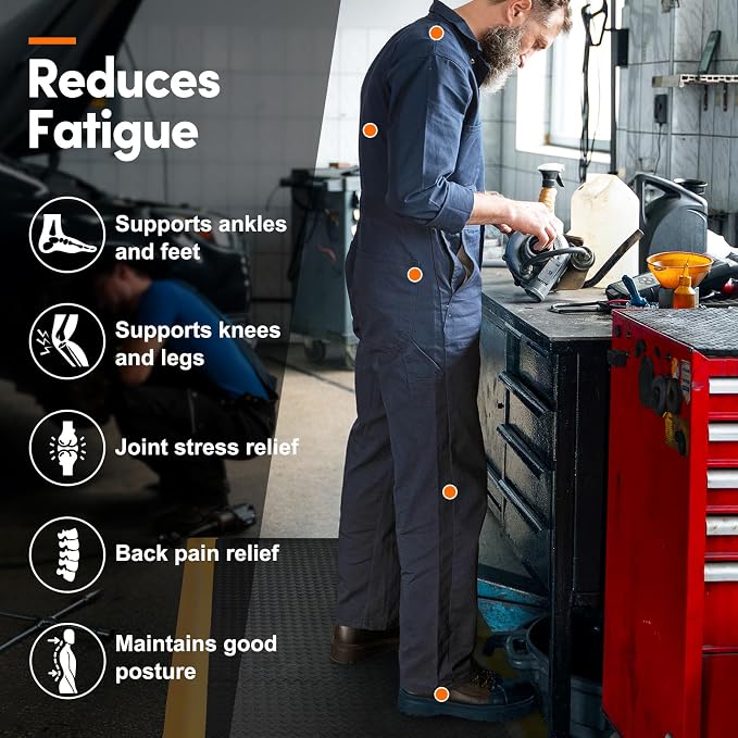 Anti Fatigue Mats Industrial 2' x 7' 15/16" Thick Ergonomic Standing Mat Commercial Kitchen Mat Heavy Duty Diamond Plate Shop Floor Mat Helps Relieve Back and Leg Soreness