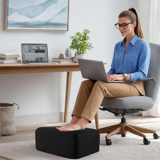Ganondorf 3PCS Foot Rest for Under Desk at Work Adjustable Foot Rest Under Desk Ergonomic Foot Stools for Under Office Desk Large Leg Pillow for Underdesk Footrest with Warm Sherpa Topper, Mesh Black