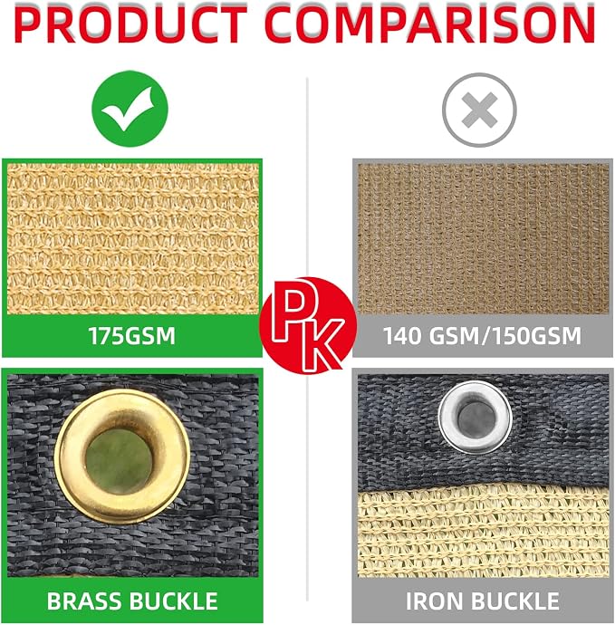 KANAGAWA 8ft x9ft Balcony Privacy Screen Fence, 90% Blockage Heavy Duty 175 GSM Fencing Mesh Net Cover for Outdoor Wall Garden Yard Backyard, Cable Zip Ties Included, Sand