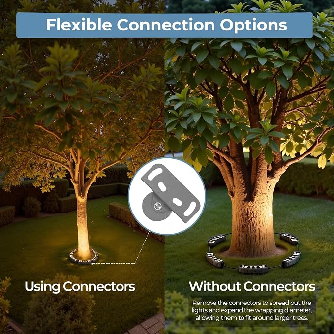 Gardencoin Outdoor Ring Tree Lights, 72W LED Landscape Uplighting for Trees, 3000K Warm White, Low Voltage IP65 Waterproof, 15.35" Inner Diameter, 10080 Lumens (Set of 6)