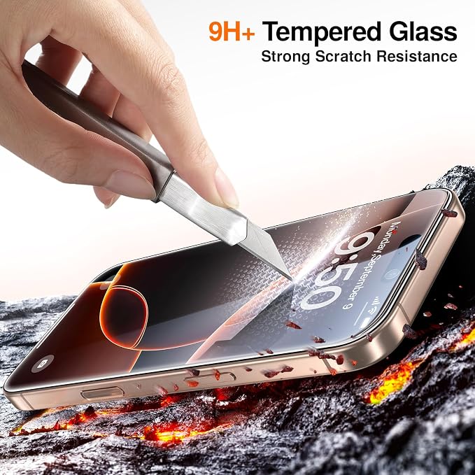 SMARTDEVIL 2 Pack Privacy Screen Protector for iPhone 16 Pro Max, Anti-Spy Tempered Glass, 9H Hardness Military Grade Shatterproof, Easy to Install, Auto Bubble-Free and Dust-Free Box, Case Friendly
