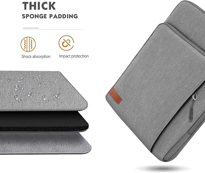 MoKo Laptop Sleeve Bag for 13.3-14 Inch, Notebook Carrying Case with Pocket Fits New MacBook Pro M3/M2 14" /13" M2/M1 Pro/M1 Max 14.2 2023-2021/Air 13.6" M2 2022, Surface Pro 9/8 13", Light Gray