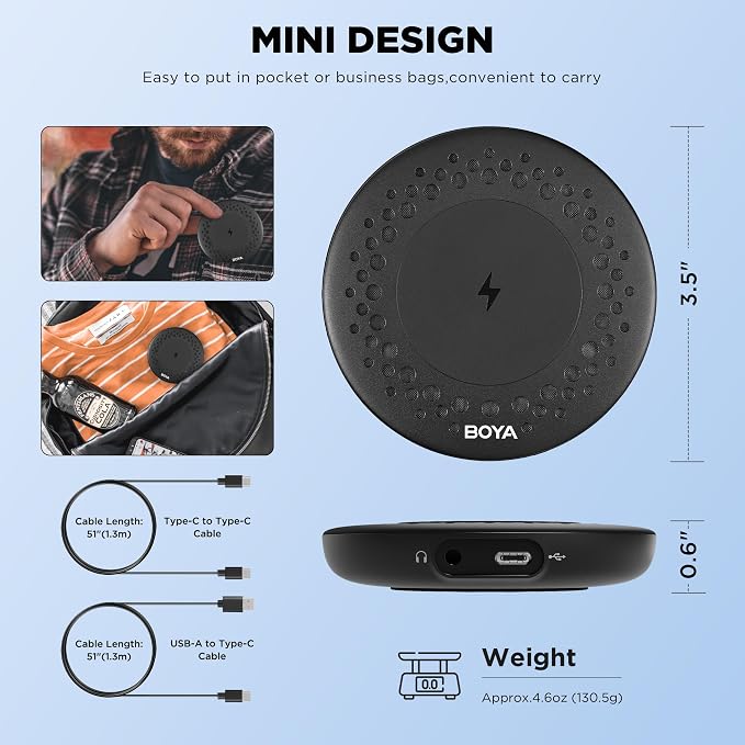 BOYA Blobby USB Conference Microphone,Desktop Computer Microphone with Wireless Charger, Omnidirectional Condenser PC Mic for Video Conference Online Class Skype Zoom Meeting