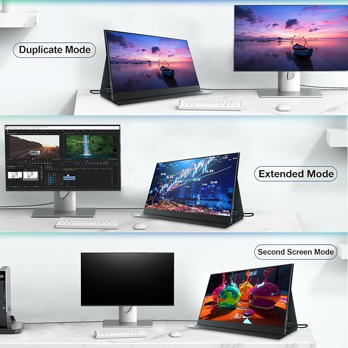 Portable Monitor for Laptop, 15.6 Inch 1080P FHD Portable Monitor Second Screen Extender with USB C HDMI Cover Stand Speaker for Laptop Computer PC Mac Phone PS5/4 Xbox Switch Travel Gaming Work