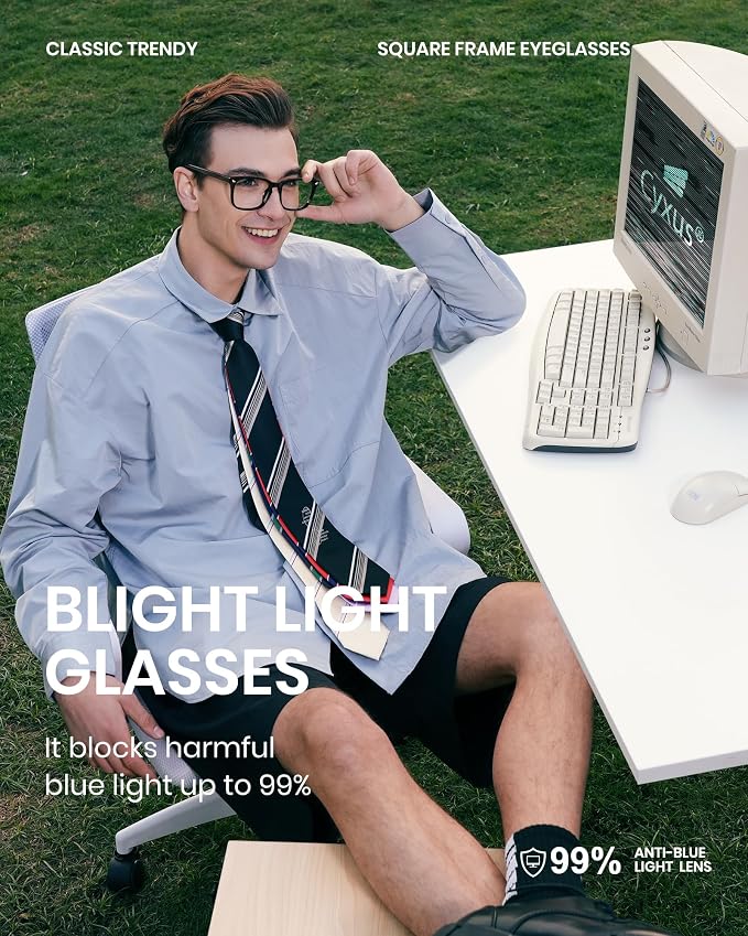 Cyxus Blue Light Glasses Men Women Reduce Eye Strain UV Blocking for Office Work Computer Screen 8082