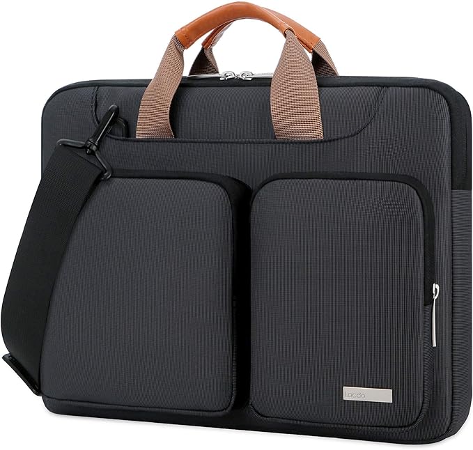 Lacdo 360° Protective Laptop Shoulder Bag, 14 inch Computer Bags for 14 inch MacBook Pro M5 Pro/Max A3426 A3427 (2026), M5/M4/M3/M2/M1 A3434 A3112 A3401 A3185 A2918 A2992 2025-2021 Messenger Bag,Black