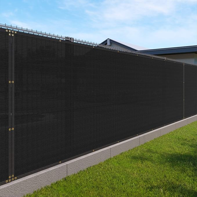 Windscreen4less 4' x 134' Privacy Fence Screen Heavy Duty Windscreen Fencing Mesh Fabric Shade Net Cover with Brass Grommtes for Outdoor Wall Garden Yard Pool Deck Black