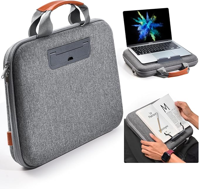 Hard Laptop Case 15.6 Inch for HP Dell Lenovo ASUS Acer - 2 in 1 Laptop Sleeve & Lap Desk with Stopper and Book Clip, Shockproof Waterproof 16.2 MackBook Pro Case - Gray