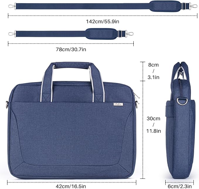 BAFFINA 17 17.3 Inch Laptop Shoulder Bag for Men Women,Waterproof Computer Carrying Case Messenger Bag with Strap for 17"-18" HP Dell,Laptop Briefcase for Office business Travel College School,Blue
