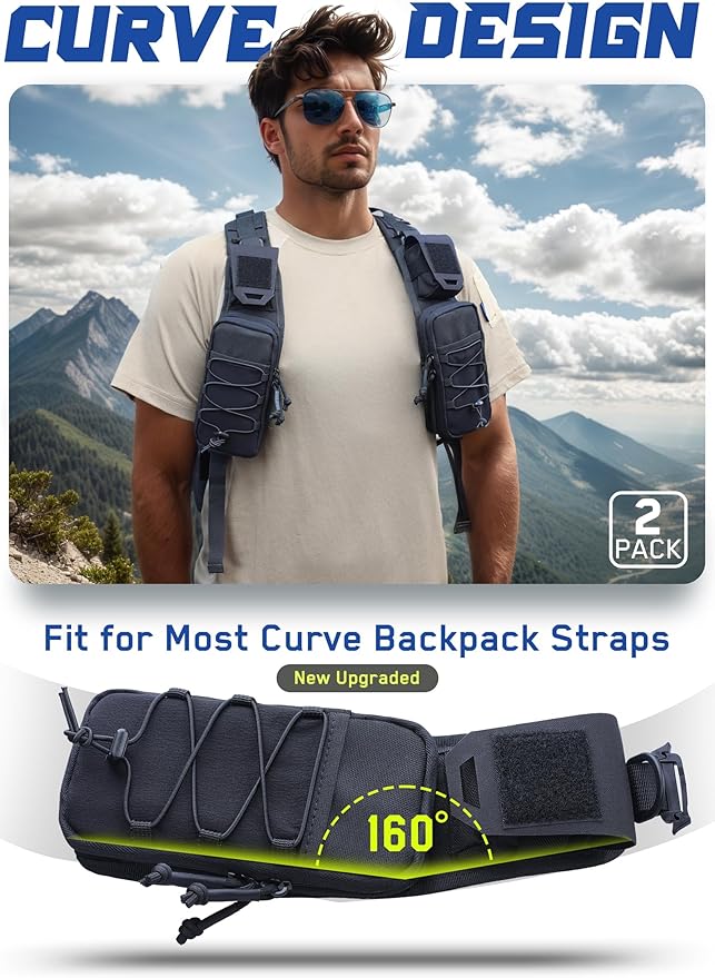 WYNEX Molle Backpack Accessories Pouch of Curve Design Version, Tactical Backpack Strap Pouch Hiking Backpack Attachment Pack