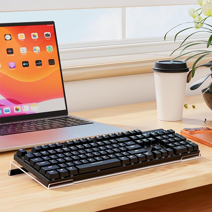 Egchi Computer Keyboard Stand PC Keyboard Stand, Acrylic Tilted Keyboard Stand for Ergonomic Typing Clear Keyboard Tray for Easy Typing and Working, Keyboard Holder with Silicone Non-Slip Case