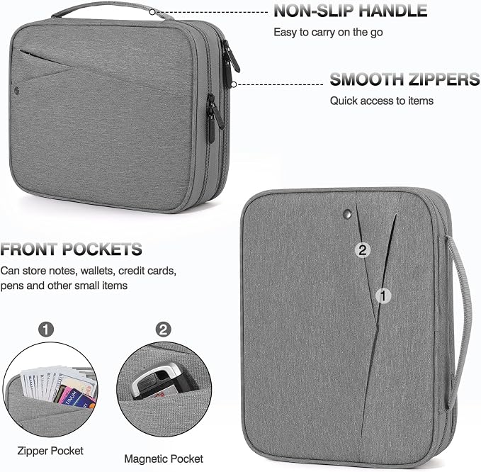MoKo 9-11 Inch Tablet Sleeve Bag for New 11-inch iPad Pro M4 & Air M2 2024, iPad 10th Gen 10.9, iPad Air 5/4th 10.9, iPad 9/8th 10.2, Double Layer iPad Bag with Non-Slip Carrying Handle, Light Gray