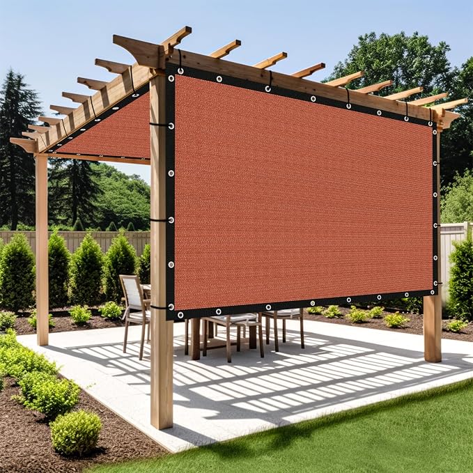 Shade&Beyond Customized Size 16' X 20' Shade Cloth with Grommets, 90% UV Protection UV Protection Mesh Tarp Sun Screens for Patio GN01, Rust Red