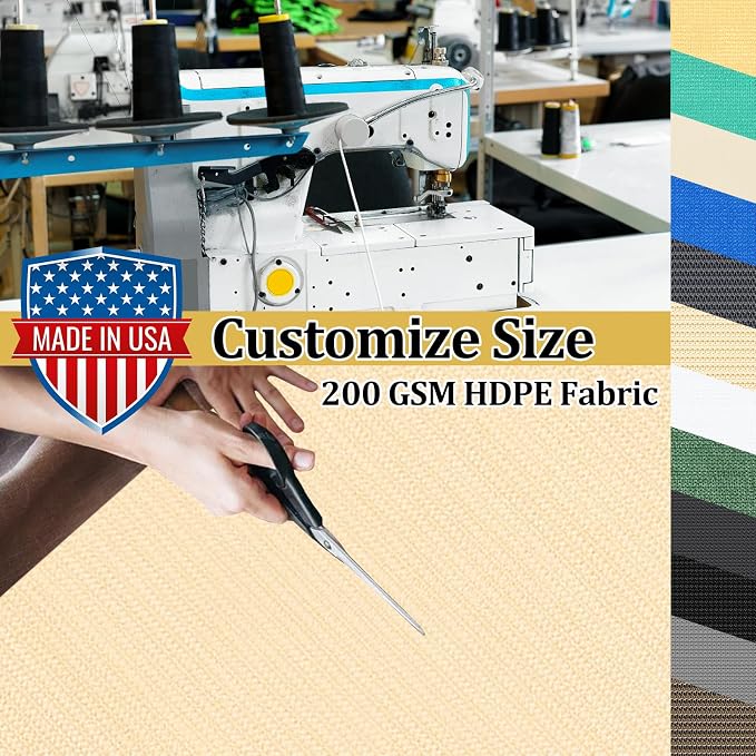 Shade&Beyond Customized Size 90% Sun Shade Cloth with Grommets, 6' X 15' Pergola Shade Cover Canopy, Mesh Tarp Sun Screens for Patio, Outdoor, Garden, Backyard GN01, Wheat