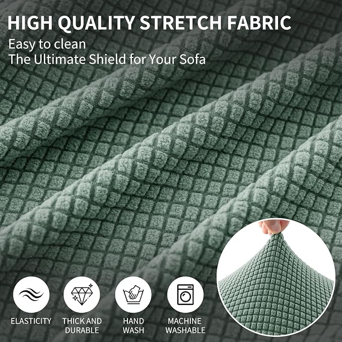 Ottoman Covers Ottoman Slipcovers Folding Storage Stool Washable Furniture Protector,Elastic Foot Stool Foot Rest Protector for Living Room Bedroom,Medium,Light Green