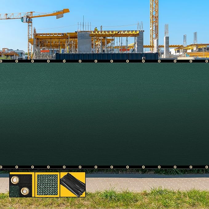 Customized 6' x 198' Green Fence Privacy Screen,with Bindings & Grommets,Heavy Duty for Gardens,Backyard,Patio,Tennis Court,Pool,Construction Project, Outdoor Events, We Make Custom Sizes
