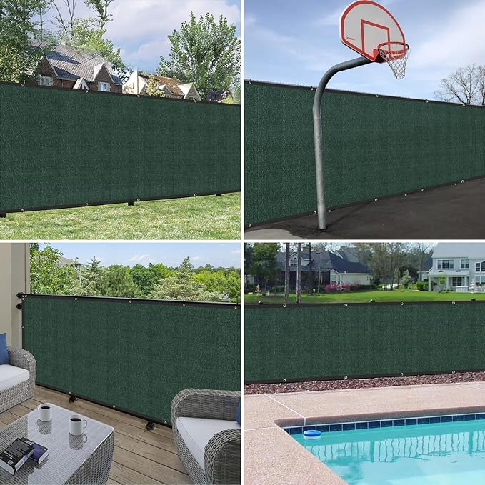 Windscreen4less Privacy Fence Screen Heavy Duty Windscreen Fencing Mesh Fabric Shade Net Cover with Brass Grommtes for Outdoor Wall Garden Yard Pool Deck, 8'x23' Green