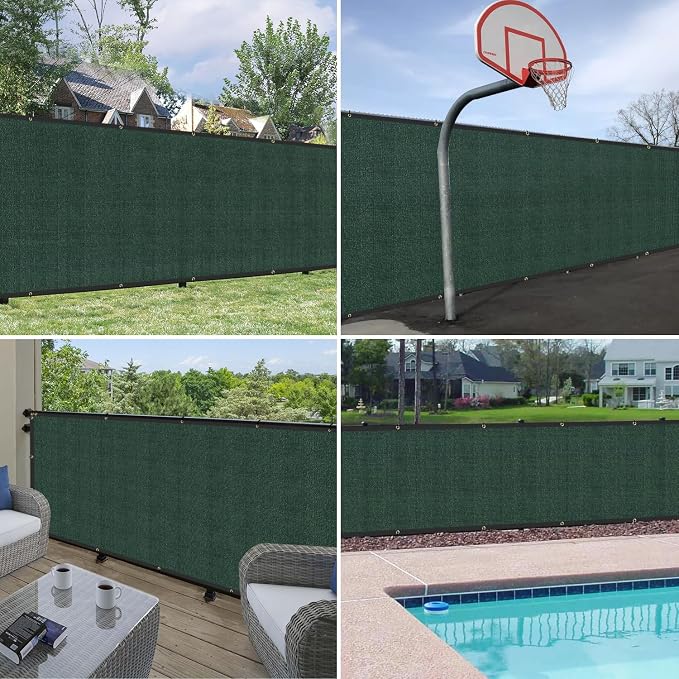 Windscreen4less 4' x 132' Privacy Fence Screen Heavy Duty Windscreen Fencing Mesh Fabric Shade Net Cover with Brass Grommtes for Outdoor Wall Garden Yard Pool Deck Green