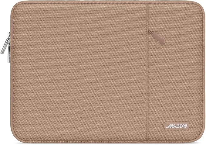MOSISO Laptop Case 16 inch, 15-15.6 inch Laptop Sleeve Compatible with MacBook Pro 16 M5 M4 M3 M2 M1, HP Acer Dell Lenovo ASUS, Polyester Vertical Computer Sleeve Bag with Pocket, Bronze Brown