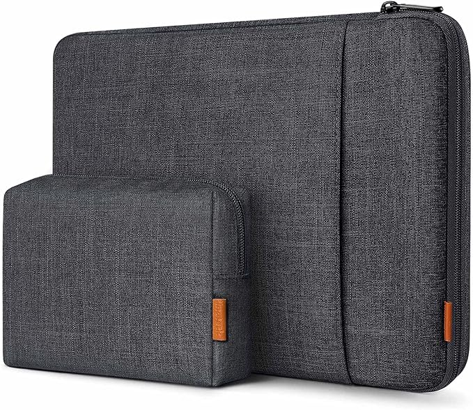 Inateck 360° Protective Laptop Bag with Accessory Bag, Compatible with 14-inch MacBook Pro/Max M4 M3 M2 M1 2021-2024, Black Gray
