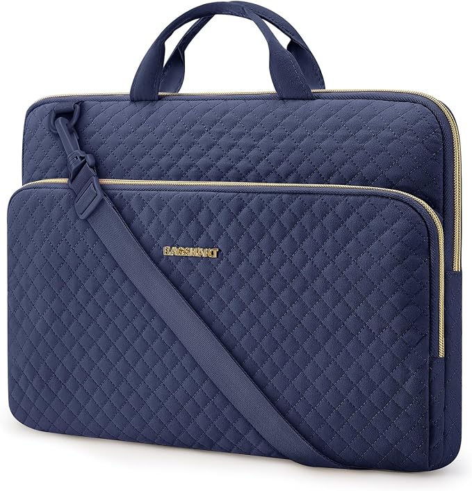 BAGSMART 15.6 Inch Laptop Case Sleeve Compatible with MacBook Pro 16 Inch,15.6 Inch HP,Dell,Acer Aspire,Asus Notebook, Lightweight Laptop Bag for Women with Shoulder Strap,Pocket,Handle, Navy Blue