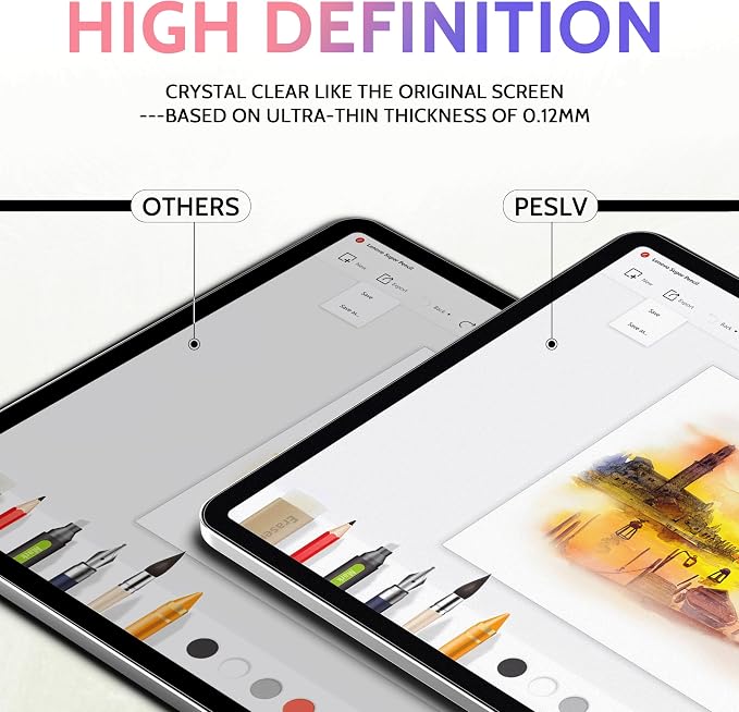 Peslv 2 Pack Like Paper Screen Protector for iPad Air 11 Inch (2024-2026, M2 M3 M4), Matte Anti Glare PET Film/Blue Light Filter Eye Protection Cover/Drawing & Writing Feel Like on Paper