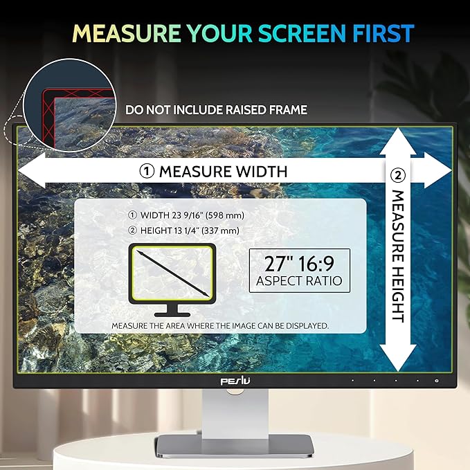 Peslv [2-Pack] 27 Inch Privacy Screen for Computer Monitor 16:9 Aspect Ratio, Eye Protection Anti Blue Light Glare Shield, 27inch Removable Black Blackout Anti Spy Desktop Security Private Filter